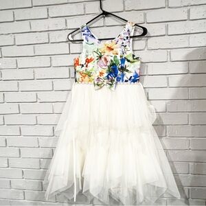 Couture Princess Floral and White Tiered Kids Dress‎
